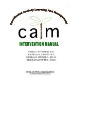 Anxiety CALM Intervention Manual - Regal Medical Group
