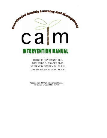 Anxiety CALM Intervention Manual - Regal Medical Group