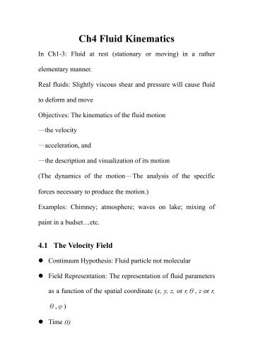 Ch4 Fluid Kinematics