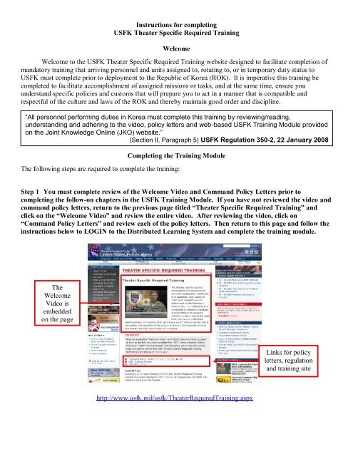 Instructions For Completing Usfk Theater Specific Required
