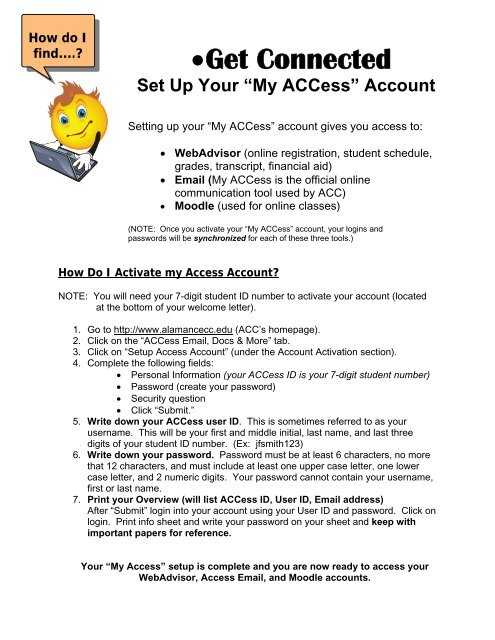 instructions on setting up your My ACCess account - Alamance ...