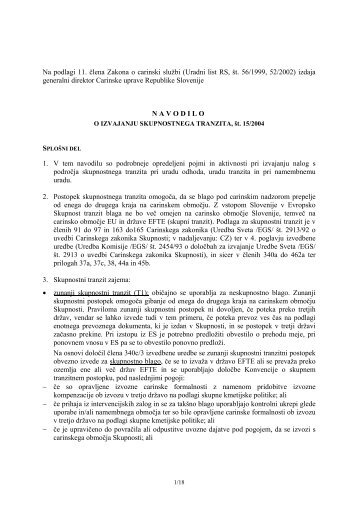 Navodilo o izvajanju skupnostnega tranzita - Carinska uprava ...
