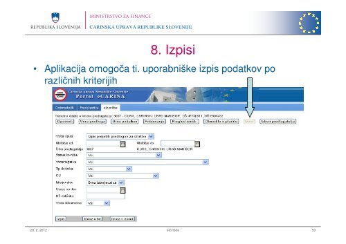 Predstavitev aplikacije E-izvrÅ¡be za predlagatelje - Carinska uprava ...