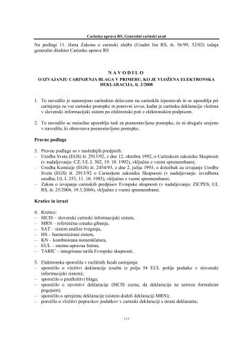 Navodilo o izvajanju carinjenja blaga v primeru, ko je vloÅ¾ena ...