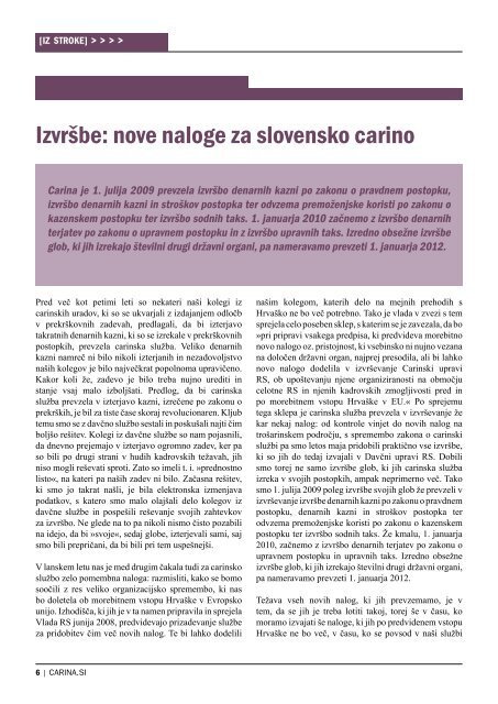 Å tevilka 16, oktober 2009 - Carinska uprava Republike Slovenije