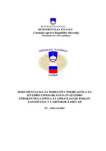 Podelitev pooblastila za izvedbo usposabljanja in strokovnega izpita ...
