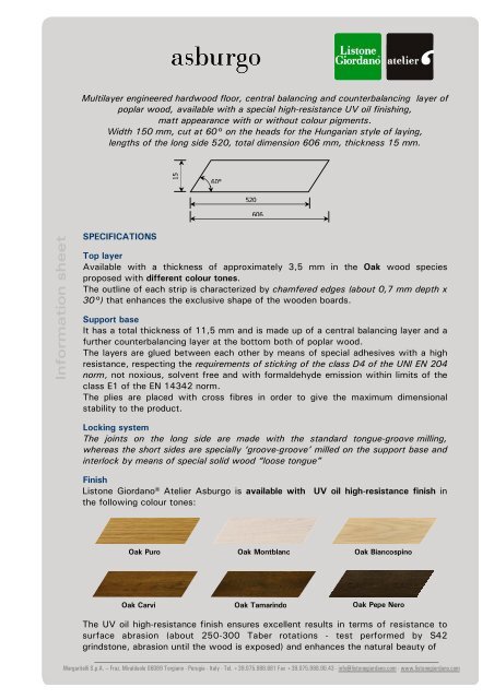 Sp 67 Information Sheet Lg Atelier Asburgo Listone Giordano