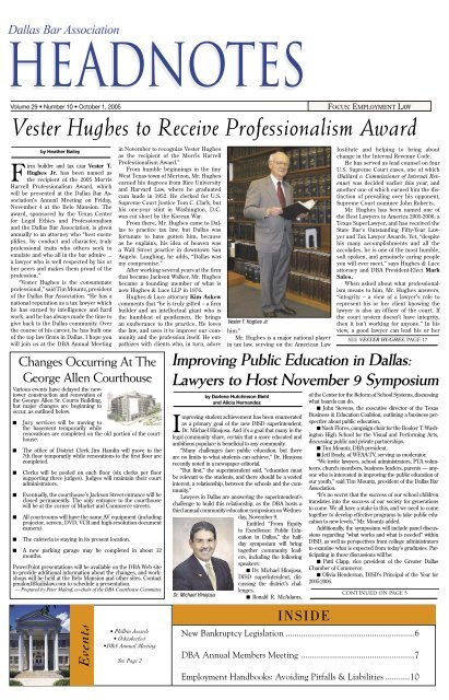 Vester Hughes to Receive Professionalism Award - Dallas Bar ...