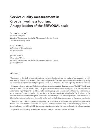 Service quality measurement in Croatian wellness tourism: An ...
