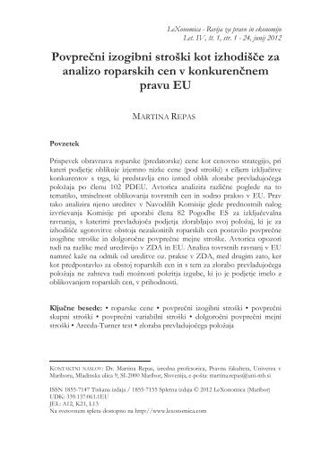 LeXonomica - Revija za pravo in ekonomijo