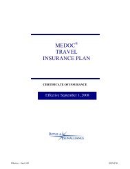 MEDOC TRAVEL INSURANCE PLAN - Johnson Inc.