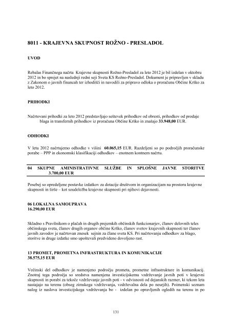 5 - Proračun 2012 - spr - obrazložitve in priloga.pdf - Občina Krško