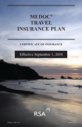 MEDOCÂ® TRAVEL INSURANCE PLAN - Johnson Inc.