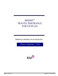 MEDOC TRAVEL INSURANCE TOP-UP PLAN - Johnson Inc.