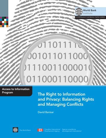 The Right to Information and Privacy - World Bank Institute