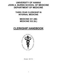 Third-Year Clerkship in Internal Medicine - University of Hawaii ...