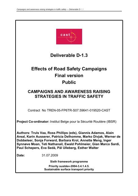 Deliverable 1.3 - CAST - Campaigns and Awareness-raising ...