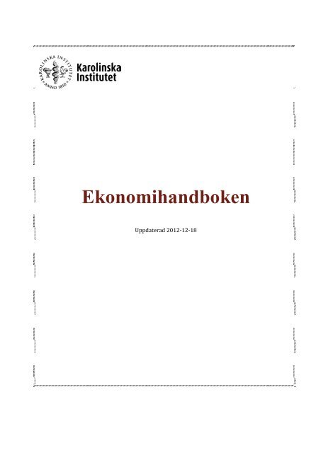 Ekonomihandboken - Internwebben - Karolinska Institutet