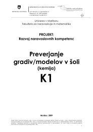 Poročilo - Razvoj naravoslovnih kompetenc - Univerza v Mariboru