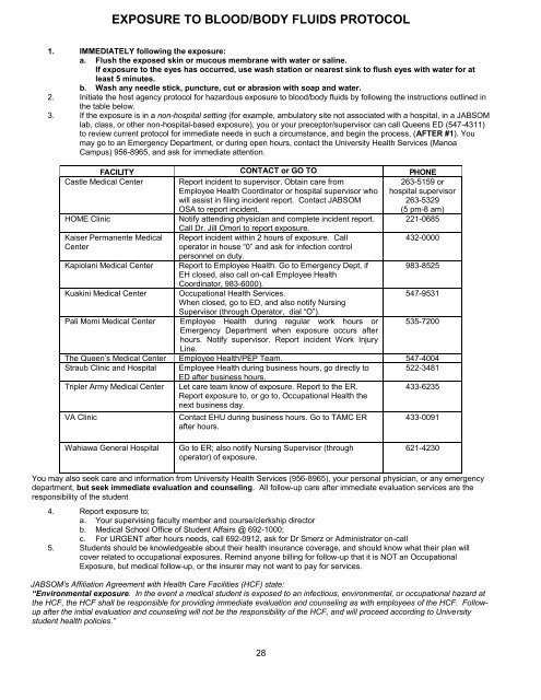 clerkship handbook - University of Hawaii â Department of Medicine