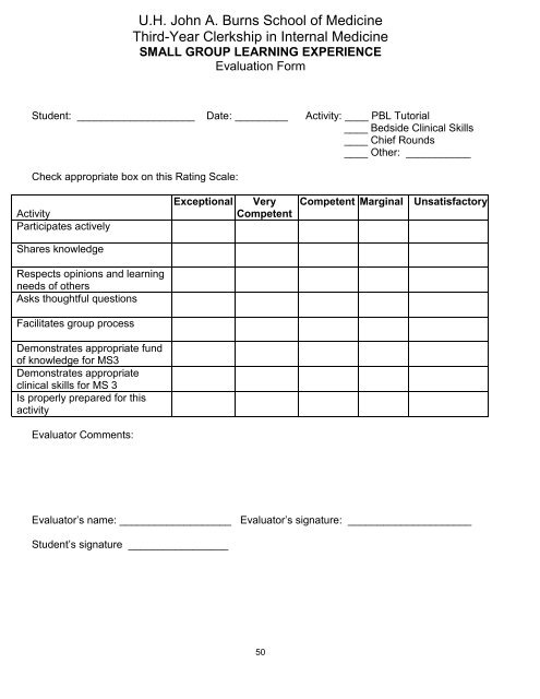 clerkship handbook - University of Hawaii â Department of Medicine