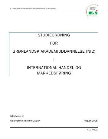 Studieordning for International Handel og MarkedsfÃ¸ring