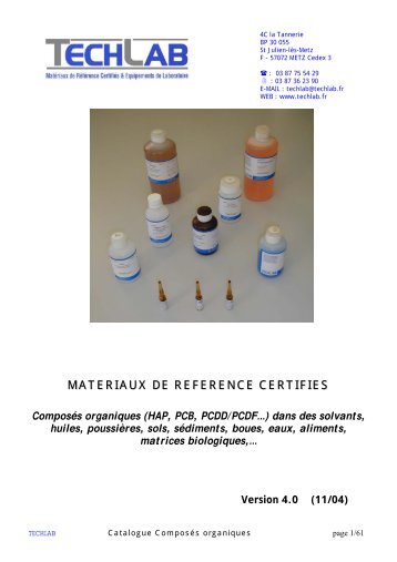 MATERIAUX DE REFERENCE CERTIFIES - Techlab