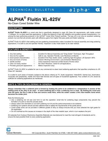 Fluitin XL 825V Technical Bulletin - Alpha