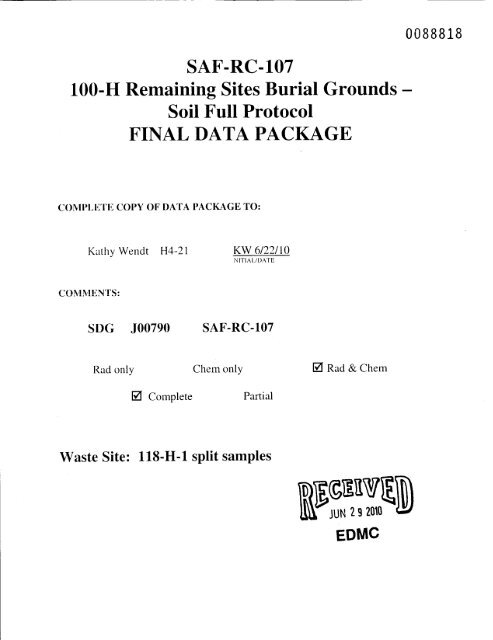 SAF-RC- 107 100-H Remaining Sites Burial Grounds ... - Hanford Site