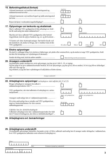 AnsÃ¸gning om VEU-godtgÃ¸relse og befordringstilskud til ... - SCKK