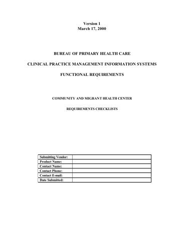 Functional Requirements for PMS - Mendocino HRE