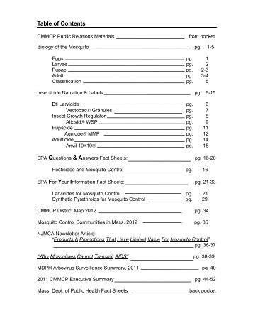 Table of Contents - Central Mass. Mosquito Control