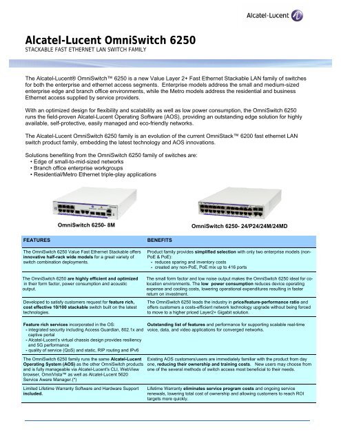 Alcatel-Lucent OmniSwitch 6250