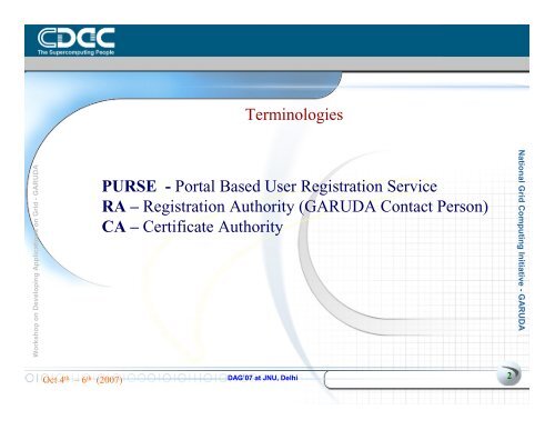 GARUDA Grid Registration System -PURSE