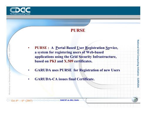GARUDA Grid Registration System -PURSE