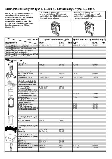Sikringslastskillebrytere type LTL...160 A / Lastskillebryter ... - Moeller