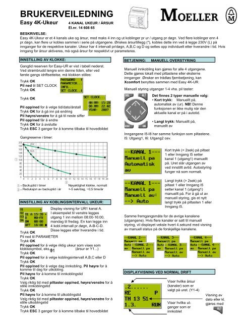 BRUKERVEILEDNING EASY 4 KANAL UKEUR / ÃRSUR ... - Moeller