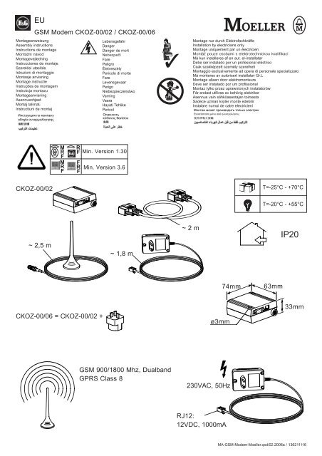 GSM Modem CKOZ-00/02 / CKOZ-00/06 GSM 900/1800 ... - Moeller
