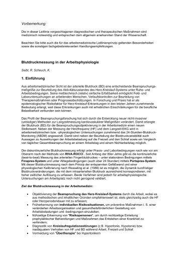 Blutdruckmessung in der Arbeitsphysiologie - DGAUM