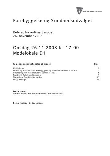 26. november 2008 - Beslutninger - sundhed.horsholm.dk