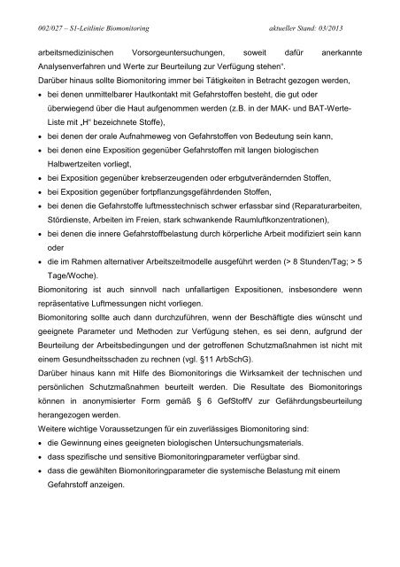 Arbeitsmedizinische Leitlinie â Biomonitoringâ - DGAUM