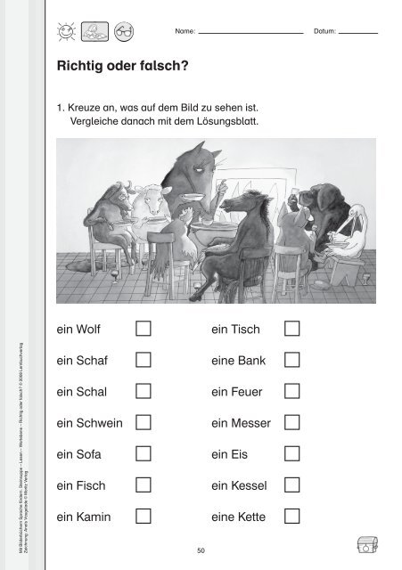 Page 1 50 Richtig oder falsch? 1. Kreuze an, was auf dem Bild zu ...