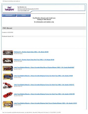 1963 diecast toys and diecast scale model cars - Toy Wonders, Inc.