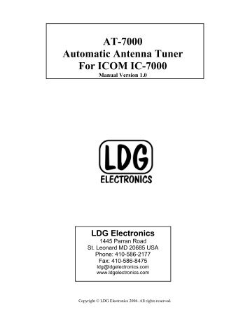 LDG AT-7000 Automatic Antenna Tuner For ICOM IC-7000 - IW7DGY