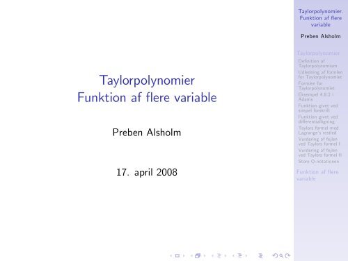 Taylorpolynomier Funktion af flere variable