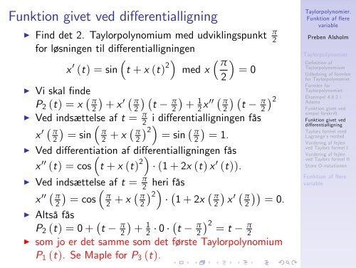 Taylorpolynomier Funktion af flere variable