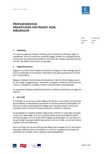 profilbeskrivelse projektleder for projekt vedr. mÃ¥leregler - cuneco