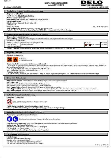 Sicherheitsdatenblatt - Wocken