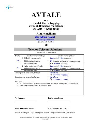 Avtale om DSL utbygging - Jara - Telenor