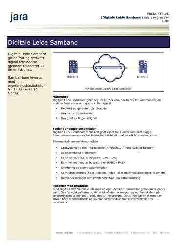 Produktblad Digitale Leide Samband - Jara - Telenor